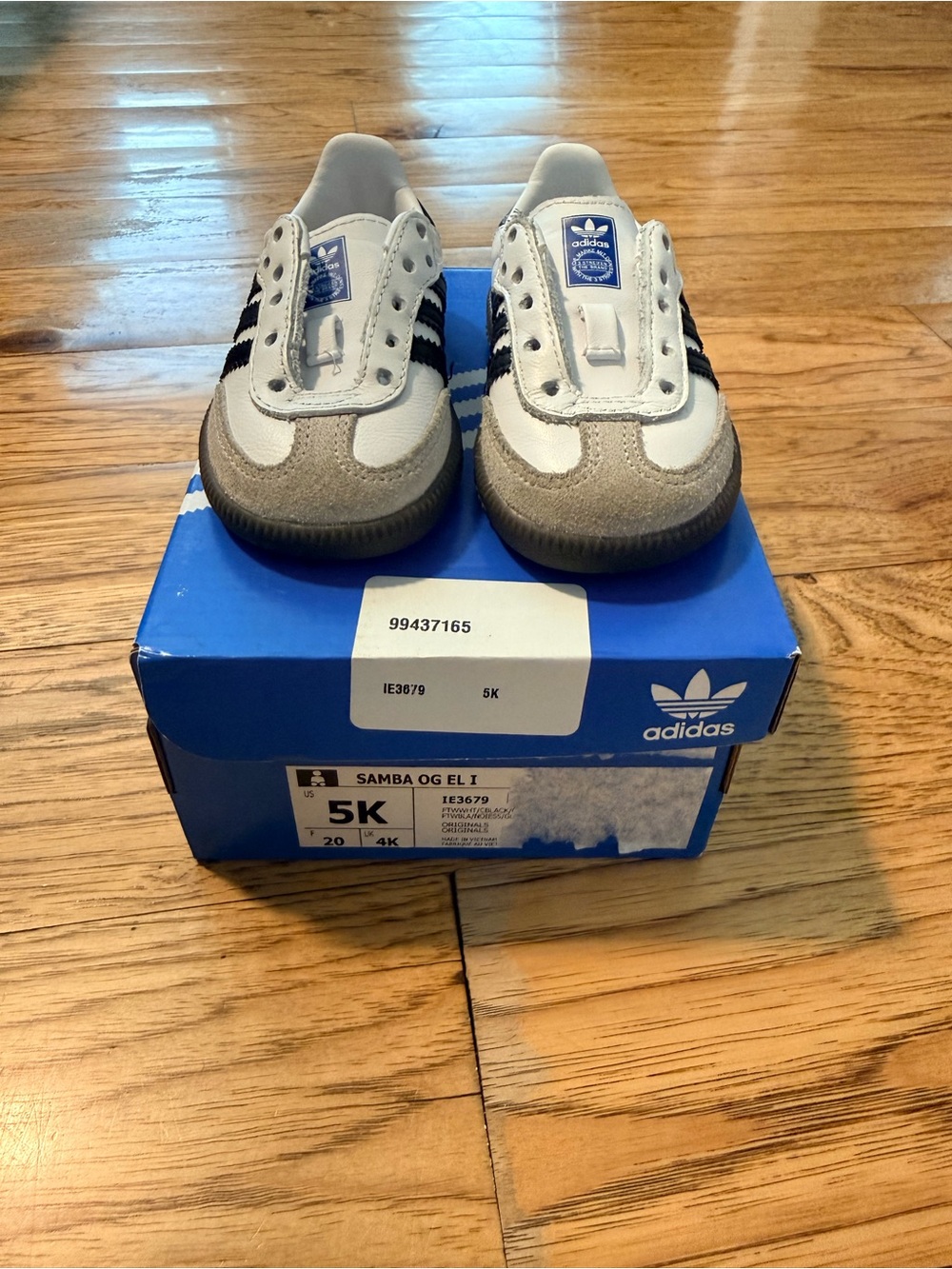 Adidas Toddler Samba OG EL I Sneakers - White, Gray & Black Without Laces